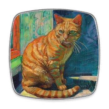 Chat, motif chat, pop art, cadeau, idée cadeau - Magnet carré - blanc - Devant