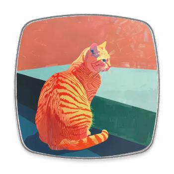 Chat, motif chat, pop art, cadeau, idée cadeau - Magnet carré - blanc - Devant