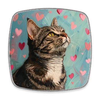 Cat, cat motif, pop art, gift, gift idea - Square fridge magnet - white - Front