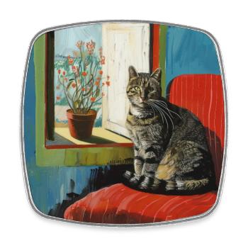 Katze, katzenmotiv, popart, geschenk, geschenkidee - Viereckiger Kühlschrankmagnet - Weiß - Vorne