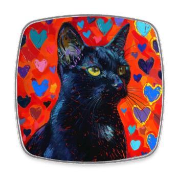 Chat, motif chat, pop art, cadeau, idée cadeau - Magnet carré - blanc - Devant