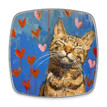 Chat, motif chat, pop art, cadeau, idée cadeau - Magnet carré - blanc - Devant