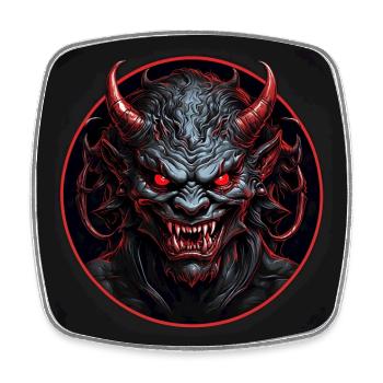 Devil with red glowing eyes - Square fridge magnet - white - Front