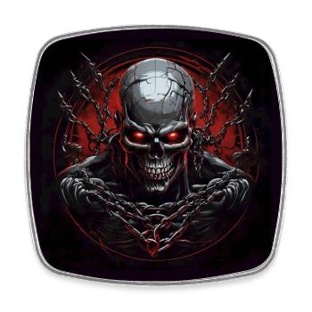 Skull with red eyes with chains - Square fridge magnet - white - Front