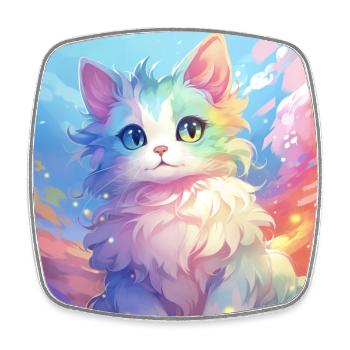 chat, motif de chat, anime, cadeau, idée cadeau - Magnet carré - blanc - Devant