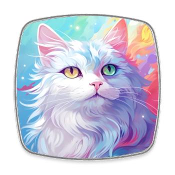 chat, motif de chat, anime, cadeau, idées cadeaux - Magnet carré - blanc - Devant