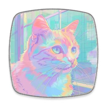 chat, motif de chat, anime, cadeau, idées cadeaux - Magnet carré - blanc - Devant