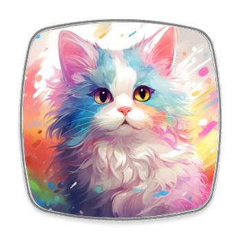 chat, motif de chat, anime, cadeau, idées cadeaux - Magnet carré - blanc - Devant