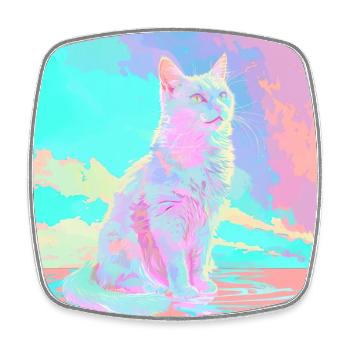 chat, motif de chat, anime, cadeau, idées cadeaux - Magnet carré - blanc - Devant