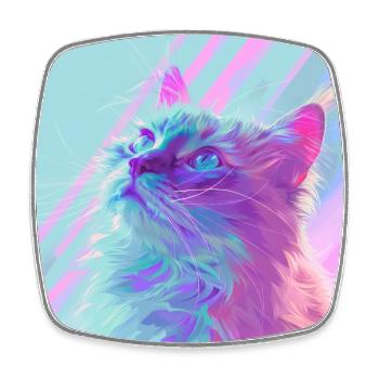 chat, motif de chat, anime, cadeau, idées cadeaux - Magnet carré - blanc - Devant