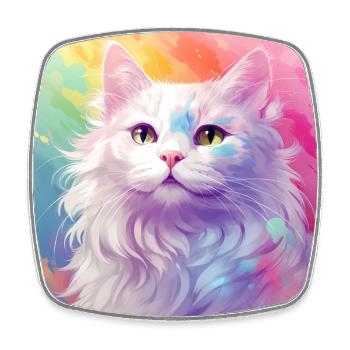 chat, motif de chat, anime, cadeau, idées cadeaux - Magnet carré - blanc - Devant