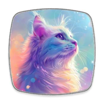 chat, motif de chat, anime, cadeau, idées cadeaux - Magnet carré - blanc - Devant