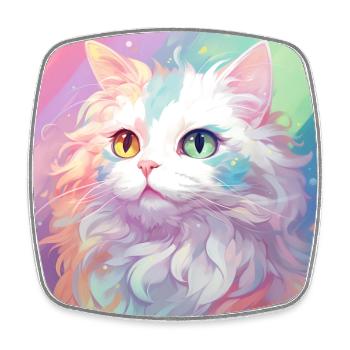 chat, motif de chat, anime, cadeau, idées cadeaux - Magnet carré - blanc - Devant