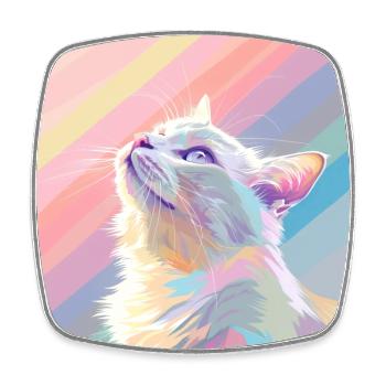 chat, motif de chat, anime, cadeau, idées cadeaux - Magnet carré - blanc - Devant