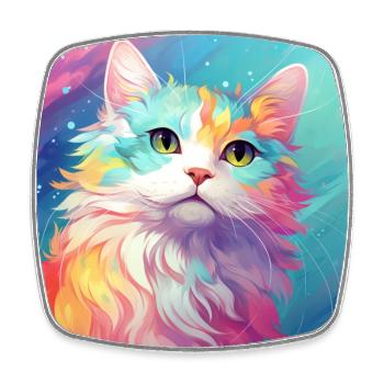 chat, motif de chat, anime, cadeau, idées cadeaux - Magnet carré - blanc - Devant