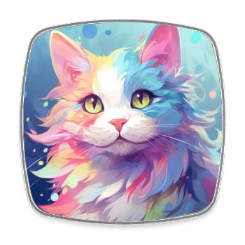 chat, motif de chat, anime, cadeau, idées cadeaux - Magnet carré - blanc - Devant