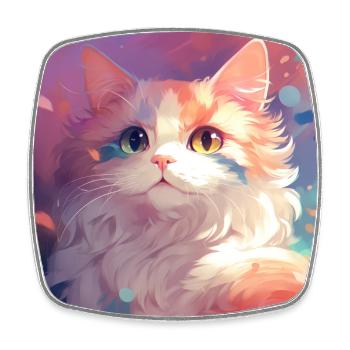 chat, motif de chat, anime, cadeau, idées cadeaux - Magnet carré - blanc - Devant