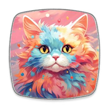 chat, motif de chat, anime, cadeau, idées cadeaux - Magnet carré - blanc - Devant