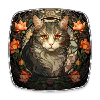 Chat, motif de chat, vintage, cadeau - Magnet carré - blanc - Devant