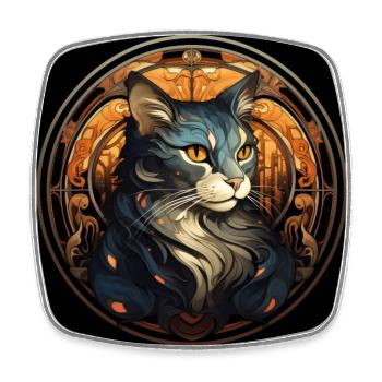 Katze, katzenmotiv, vintage, geschenk - Viereckiger Kühlschrankmagnet - Weiß - Vorne