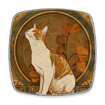 Cat, cat motif, vintage, gift - Square fridge magnet - white - Front