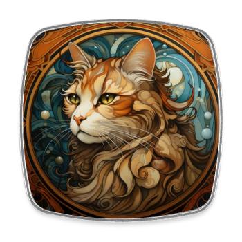 Katze, katzenmotiv, vintage, geschenk - Viereckiger Kühlschrankmagnet - Weiß - Vorne