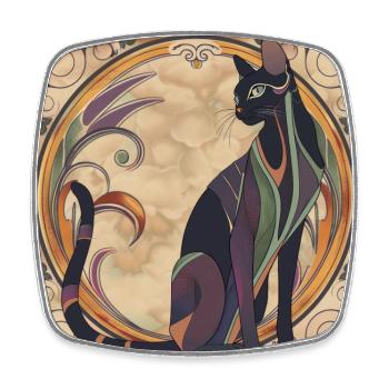 Katze, katzenmotiv, vintage, geschenk - Viereckiger Kühlschrankmagnet - Weiß - Vorne