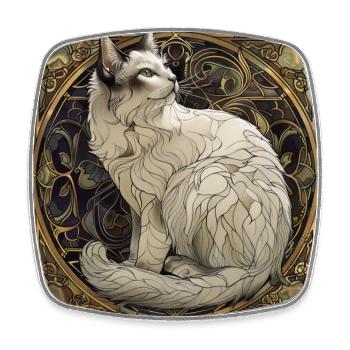 Chat, motif de chat, vintage, cadeau - Magnet carré - blanc - Devant