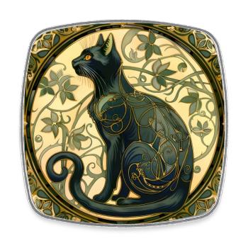 Katze, katzenmotiv, vintage, geschenk - Viereckiger Kühlschrankmagnet - Weiß - Vorne