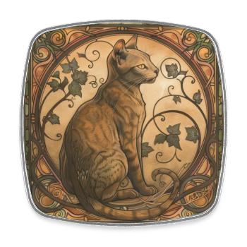 Katze, katzenmotiv, vintage, geschenk - Viereckiger Kühlschrankmagnet - Weiß - Vorne