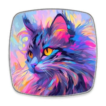 chat, motif de chat, anime, cadeau, idées cadeaux - Magnet carré - blanc - Devant