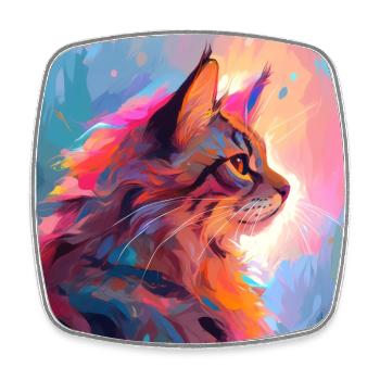 Katze, katzenmotiv, anime, geschenk, geschenkideen - Viereckiger Kühlschrankmagnet - Weiß - Vorne