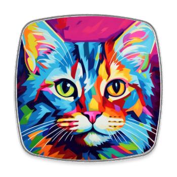 Cat, cat motif, pop art, gift, gift idea - Square fridge magnet - white - Front