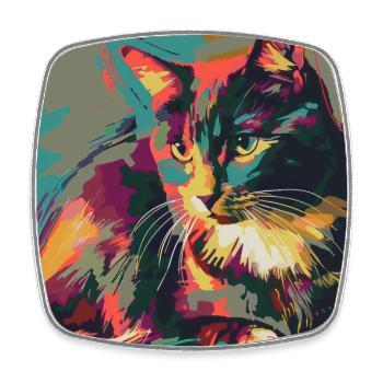 Cat, cat motif, pop art, gift, gift idea - Square fridge magnet - white - Front