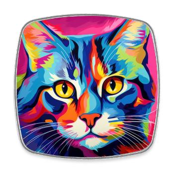 Cat, cat motif, pop art, gift, gift idea - Square fridge magnet - white - Front