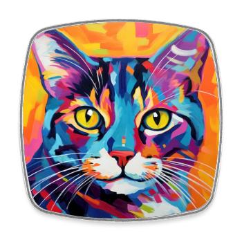 Cat, cat motif, pop art, gift, gift idea - Square fridge magnet - white - Front