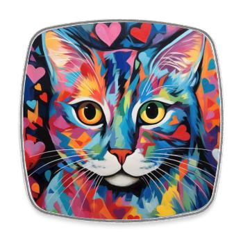 Katze, katzenmotiv, herz, geschenk, geschenkideen - Viereckiger Kühlschrankmagnet - Weiß - Vorne
