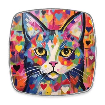 Katze, katzenmotiv, herz, geschenk, geschenkideen - Viereckiger Kühlschrankmagnet - Weiß - Vorne