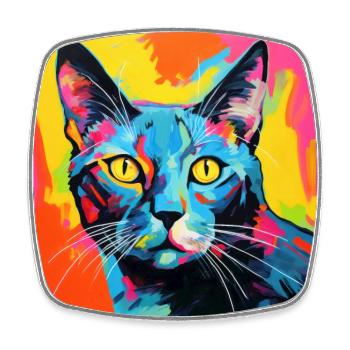 Cat, cat motif, pop art, gift, gift idea - Square fridge magnet - white - Front