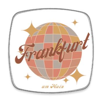 Frankfurt am Main Retro Vintage Design Disco Ball - Square fridge magnet - white - Front