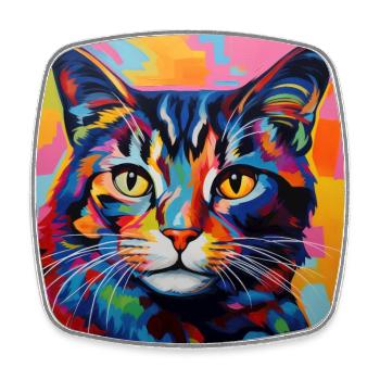 Katze, katzenmotiv, popart, geschenk, geschenkidee - Viereckiger Kühlschrankmagnet - Weiß - Vorne
