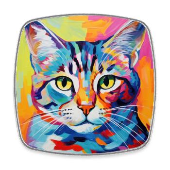 Cat, cat motif, pop art, gift, gift idea - Square fridge magnet - white - Front