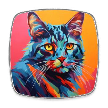 Cat, cat motif, pop art, gift, gift idea - Square fridge magnet - white - Front