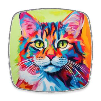 Cat, cat motif, pop art, gift, gift idea - Square fridge magnet - white - Front