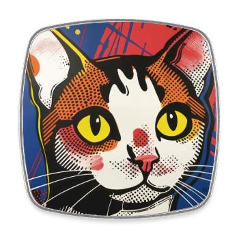 chat, motif de chat, bande dessinée, cadeau, idées cadeaux - Magnet carré - blanc - Devant