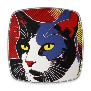 chat, motif de chat, bande dessinée, cadeau, idées cadeaux - Magnet carré - blanc - Devant