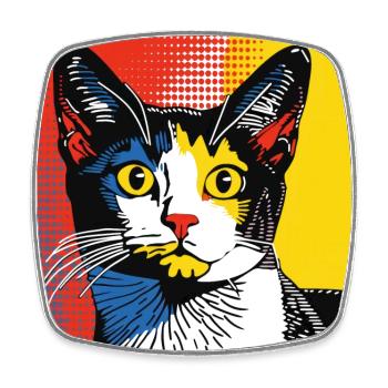 chat, motif de chat, bande dessinée, cadeau, idées cadeaux - Magnet carré - blanc - Devant