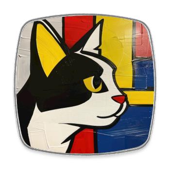 chat, motif de chat, bande dessinée, cadeau, idées cadeaux - Magnet carré - blanc - Devant