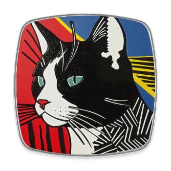 chat, motif de chat, bande dessinée, cadeau, idées cadeaux - Magnet carré - blanc - Devant