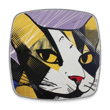 chat, motif de chat, bande dessinée, cadeau, idées cadeaux - Magnet carré - blanc - Devant
